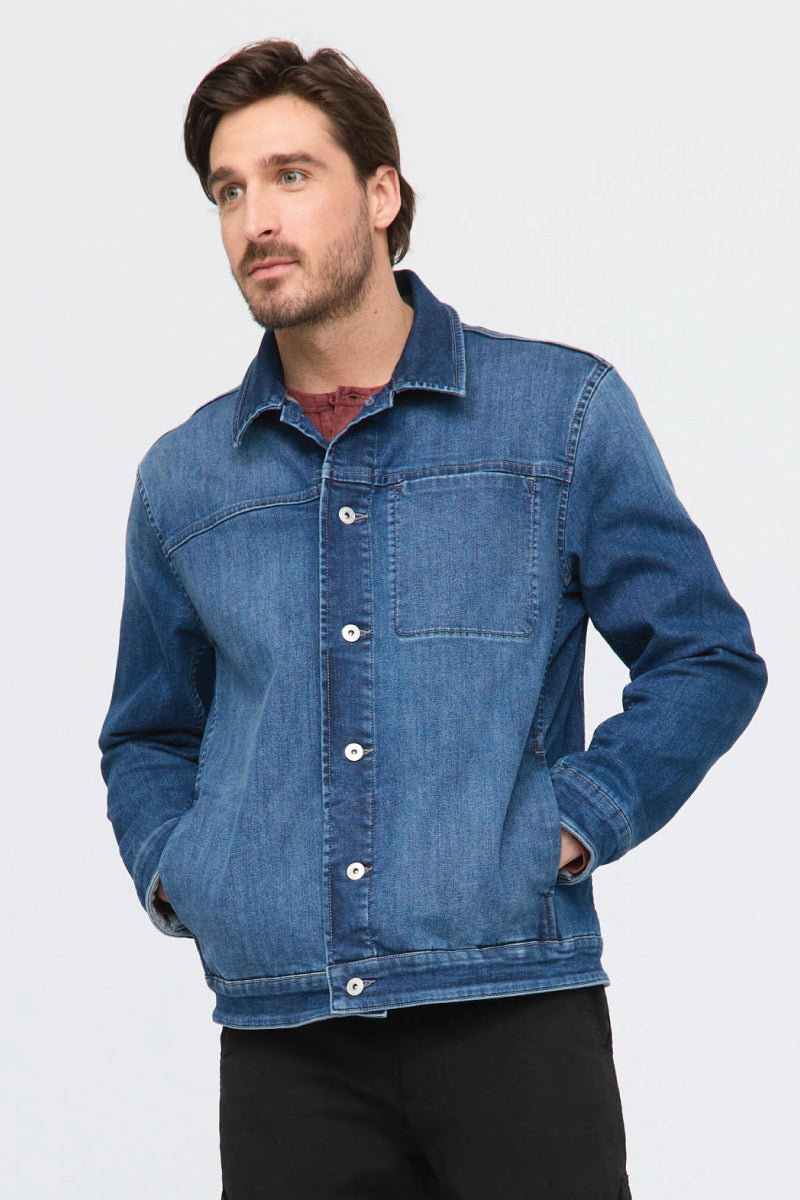 DUER Men s Tech Fleece Denim Jacket Below The Belt Below The Belt Store