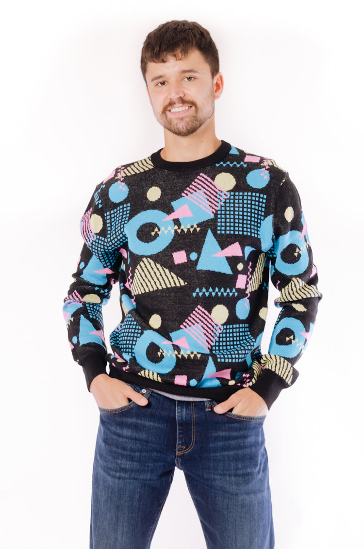 FREE NATURE Men's Jacquard 80'S Crew Sweater