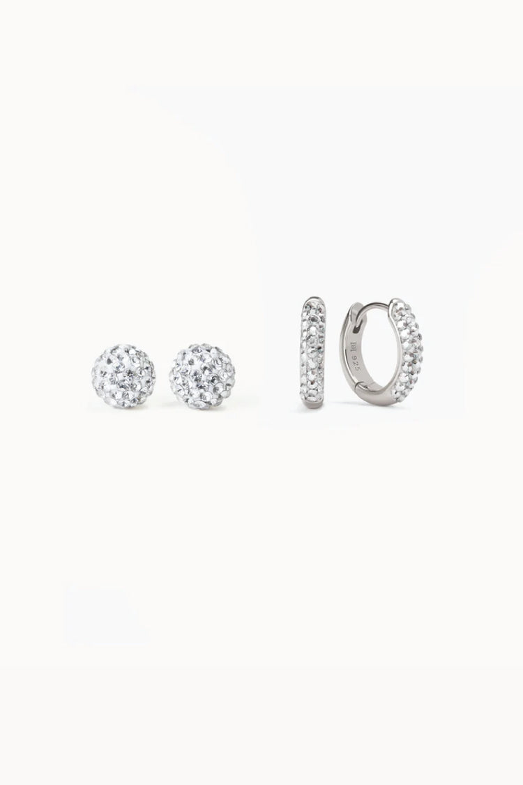 Always On Sparkle Hoops & Studs Set - White - WHT