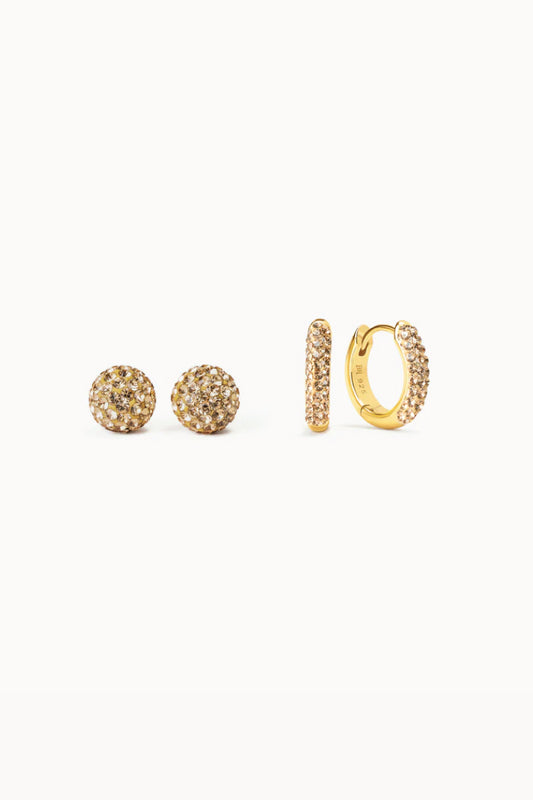 Always On Sparkle Hoops & Studs Set - GLD