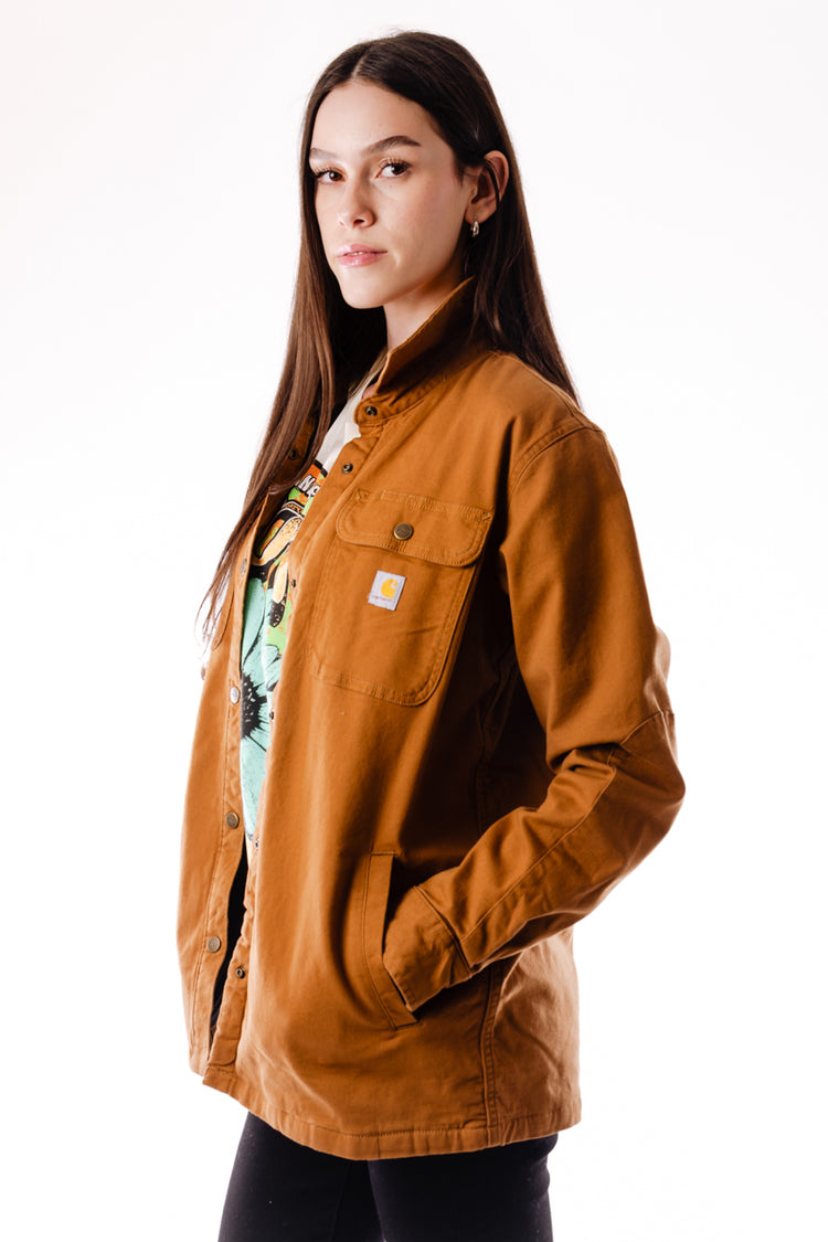 Canvas Fleece-Lined Shacket - BRN