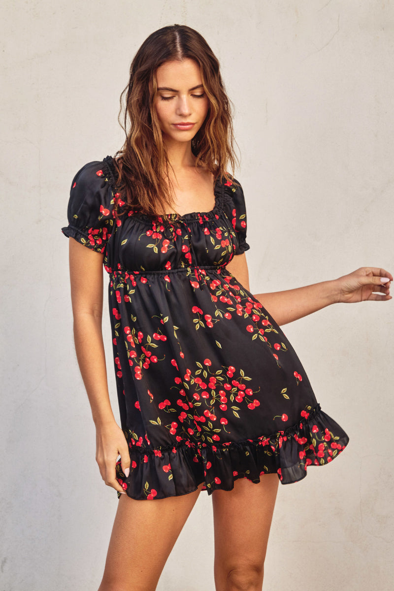 Cherries Ruffled Dress