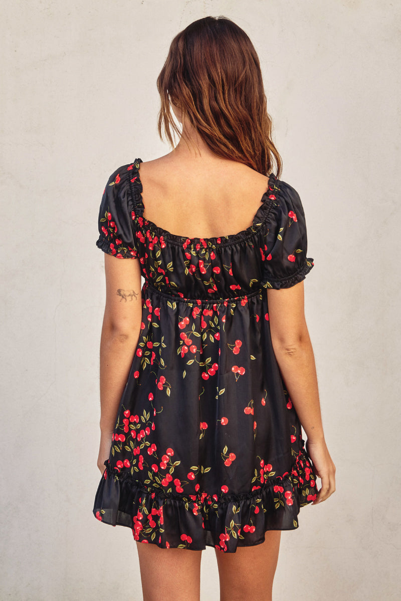 Cherries Ruffled Dress