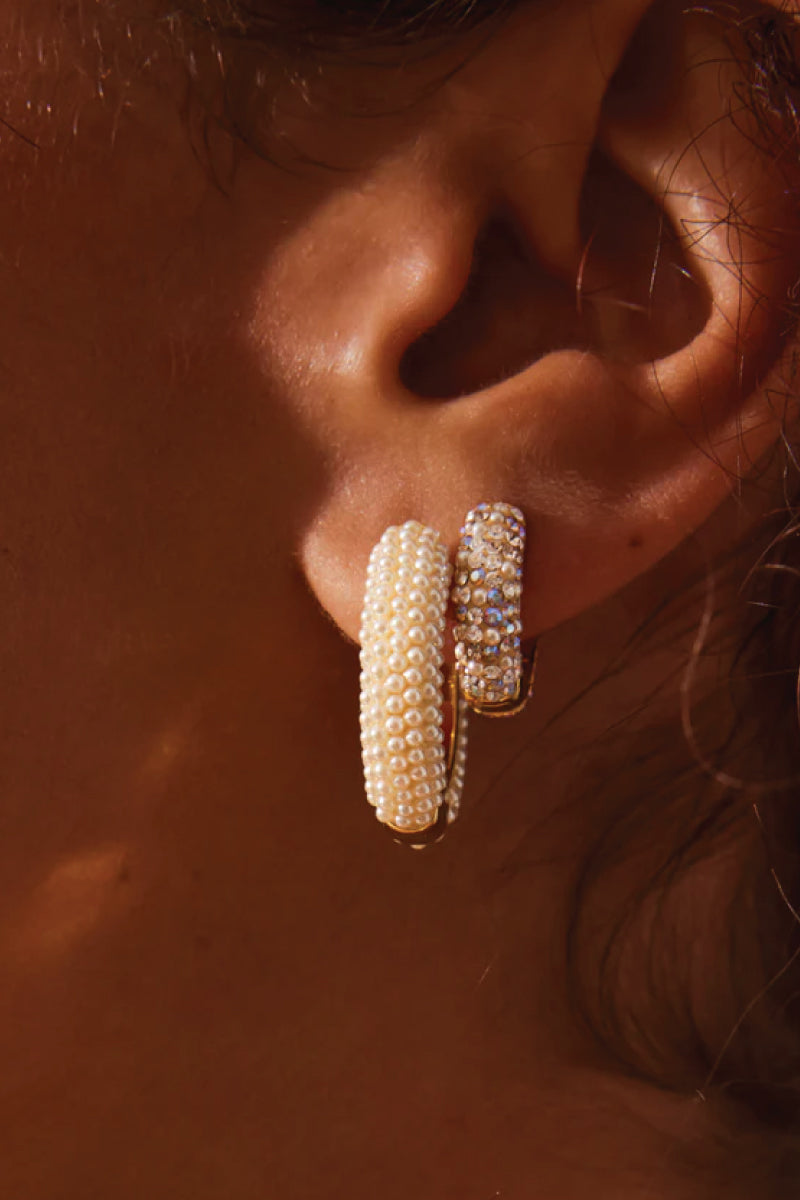 Cream Pearl Hoop Earrings