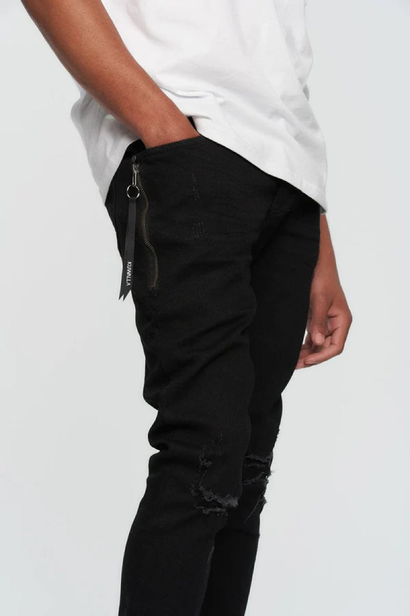 Destroyed Skinny Denim - BLK