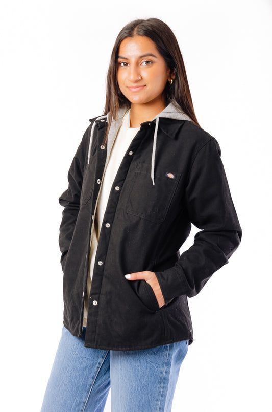 Duck Hooded Shirt Jacket - BLK