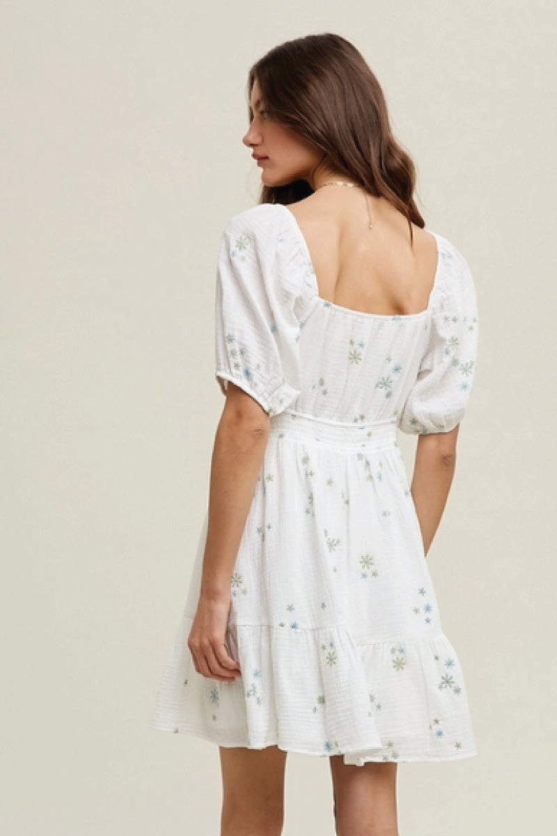 Embroidered Floral Mini Dress