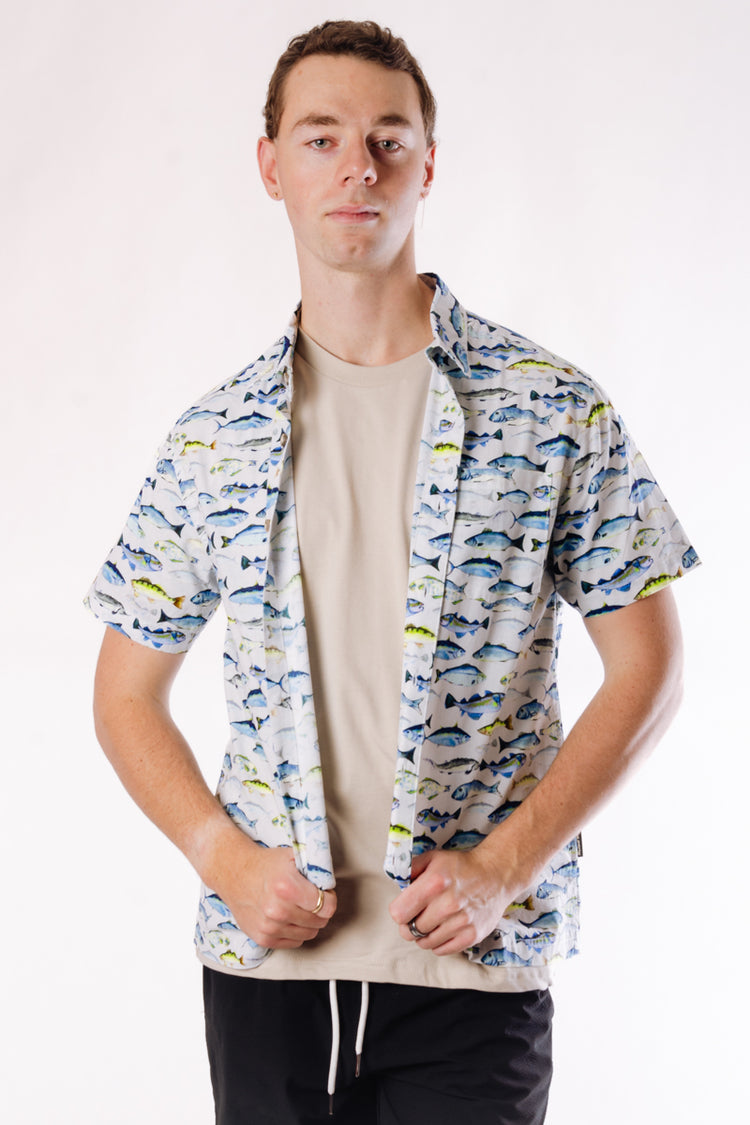 Fish & Chips Short Sleeve Shirt - WHT