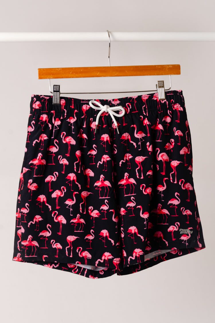 Flamingo Pool Party Swim Shorts - BLK