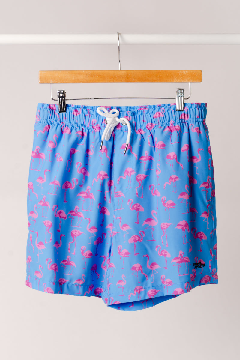 Flamingo Pool Party Swim Shorts - BLU