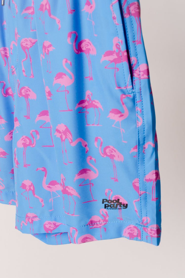 Flamingo Pool Party Swim Shorts - BLU