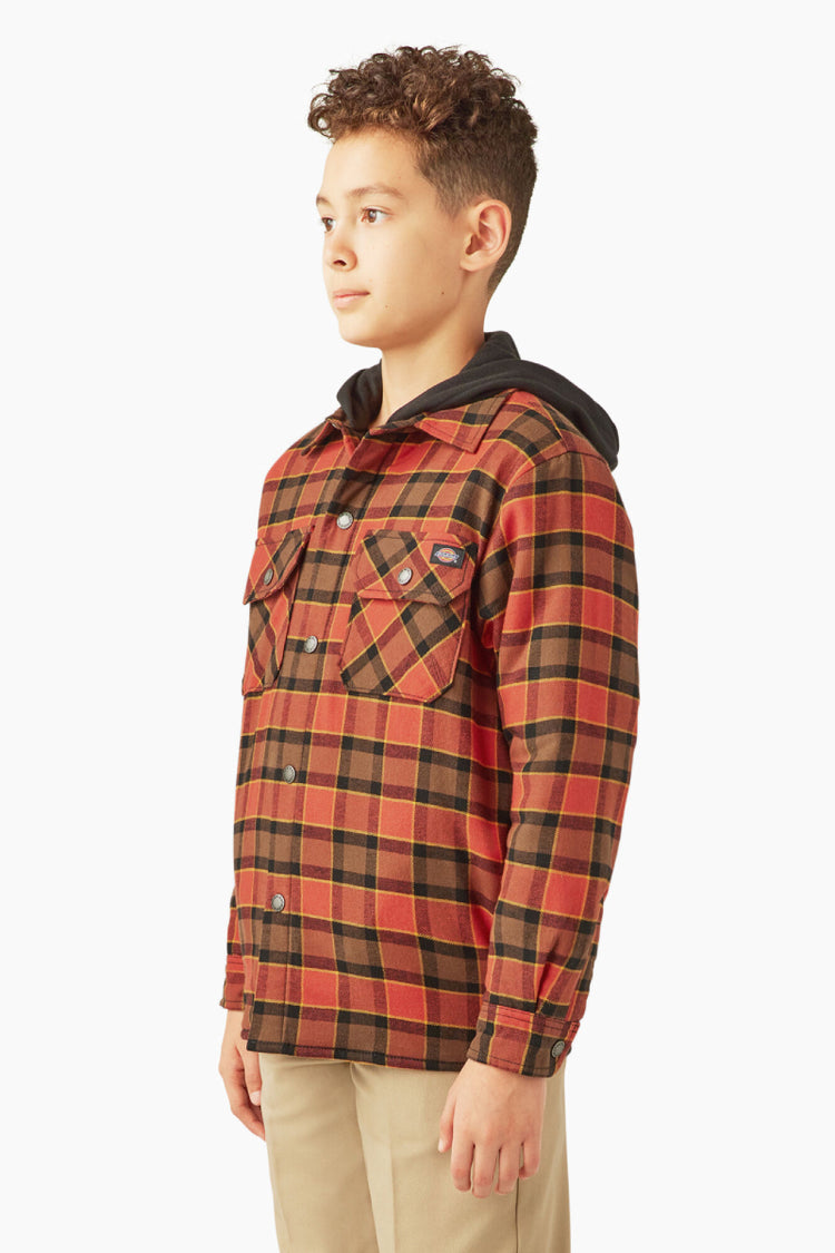 Boys Flannel Shirt Jacket - RED