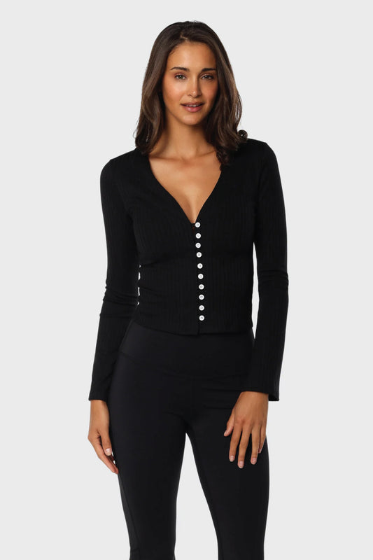 Flared Cuff Long Sleeve Shirt - BLK