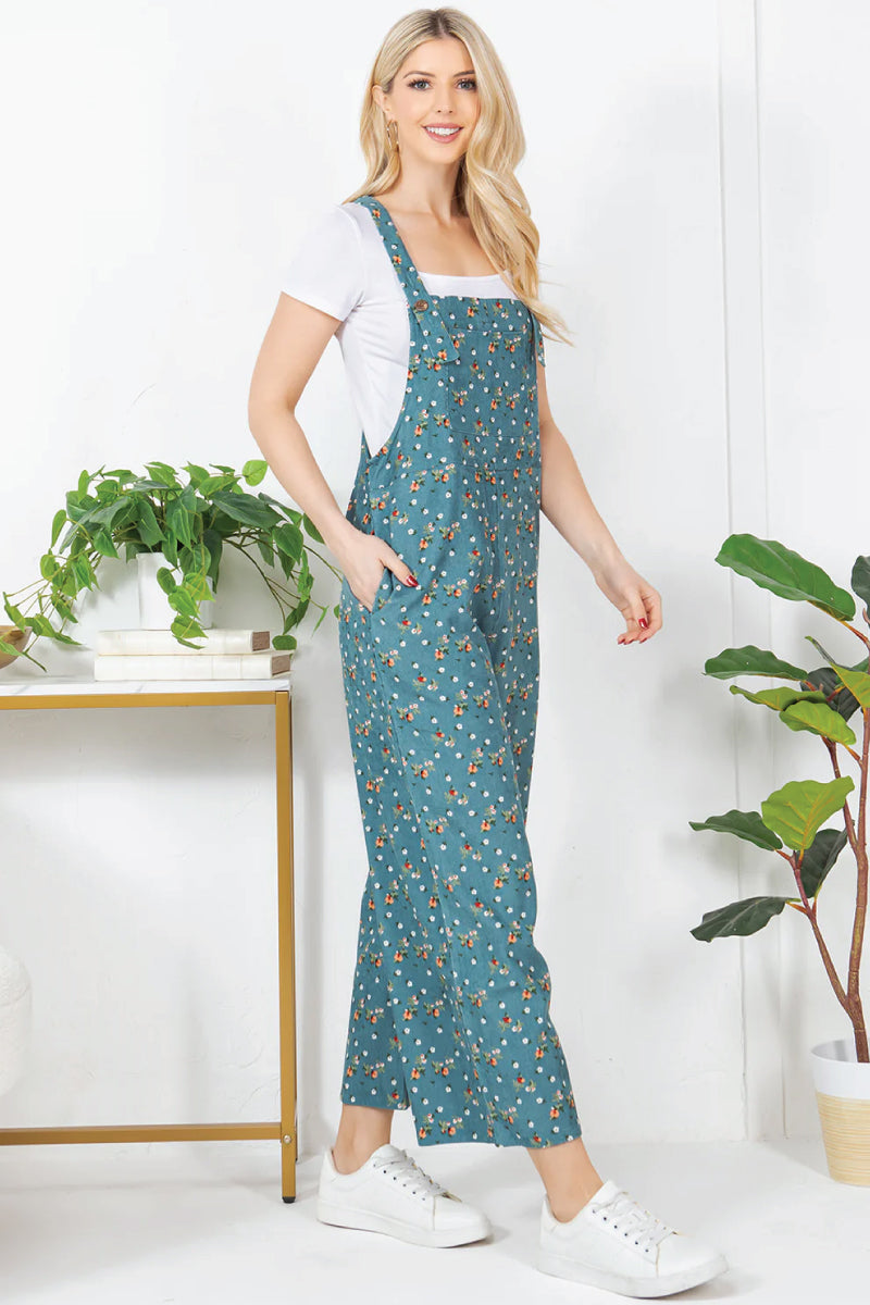 Floral Corduroy Overalls