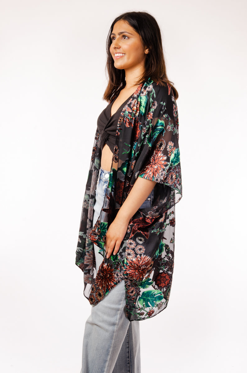 Floral Velvet Kimono