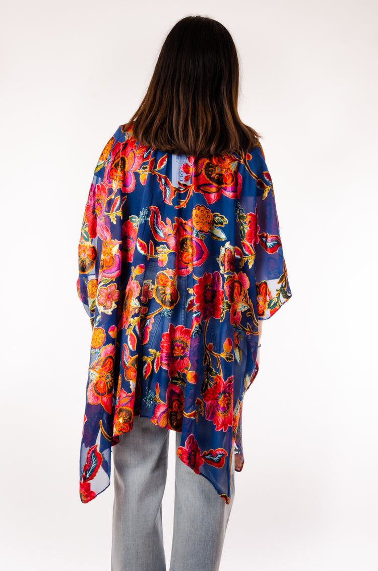 Floral Velvet Kimono - BLU