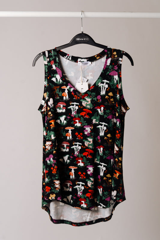 Forest Mushroom Flowy Tank - BLK