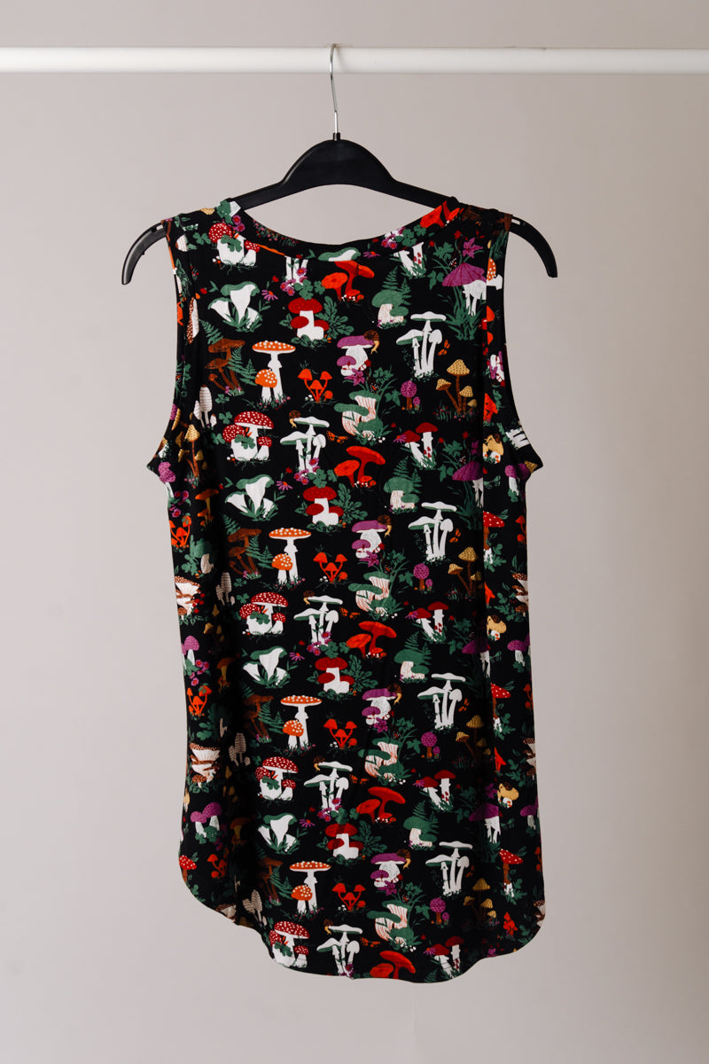 Forest Mushroom Flowy Tank - BLK