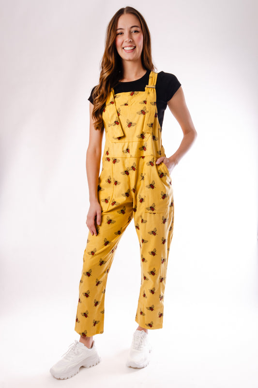 Golden Bees Corduroy Overalls - BEE