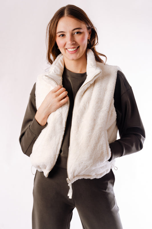 Lessie Fur Taffeta Vest - CRM