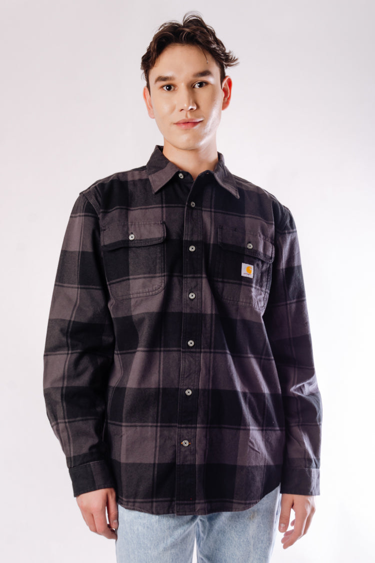 Loose Fit Heavyweight Flannel Shirt - BLK