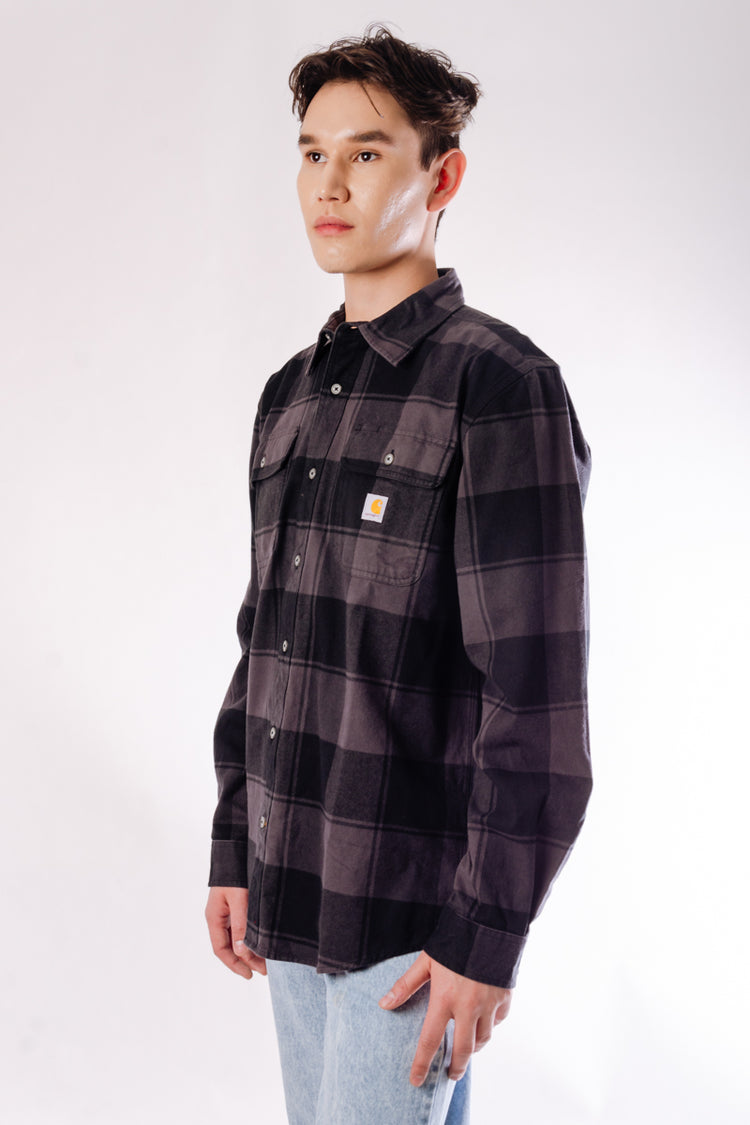 Loose Fit Heavyweight Flannel Shirt - BLK