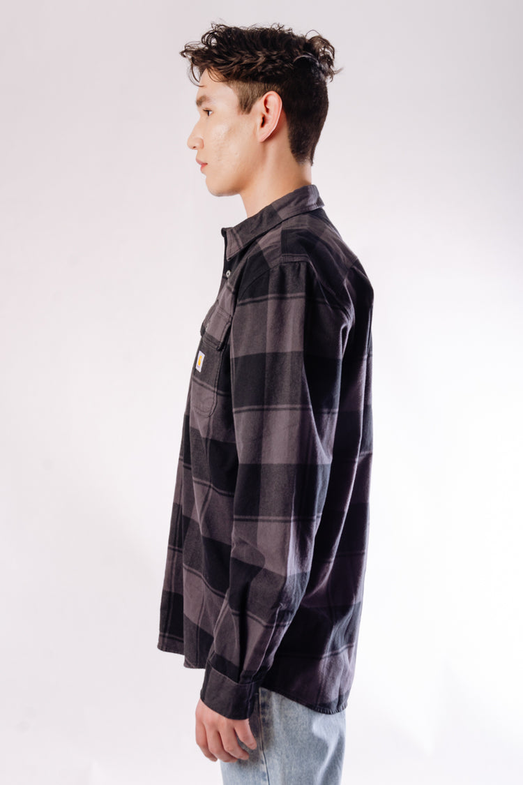 Loose Fit Heavyweight Flannel Shirt - BLK