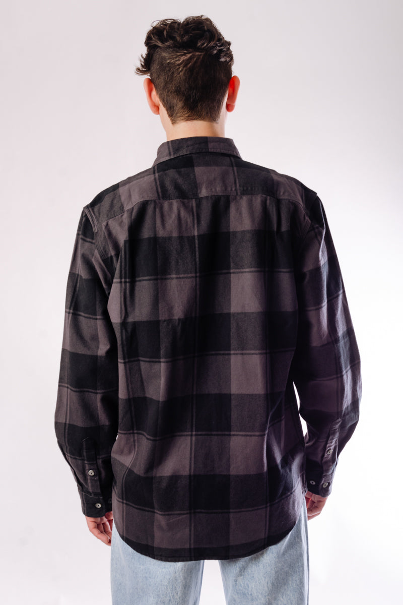 Loose Fit Heavyweight Flannel Shirt - BLK