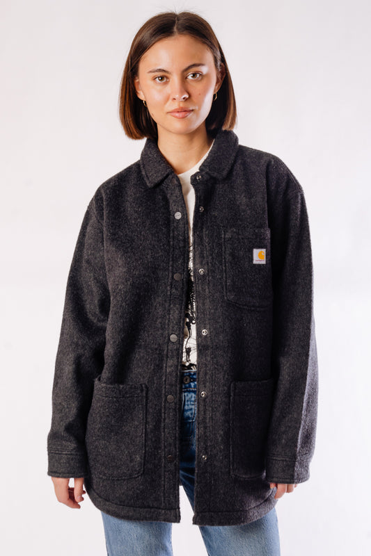 Loose Fleece Shacket - BLK