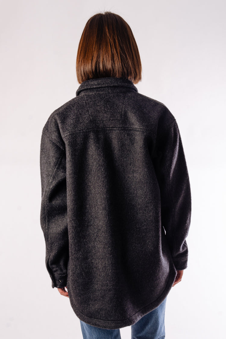 Loose Fleece Shacket - BLK