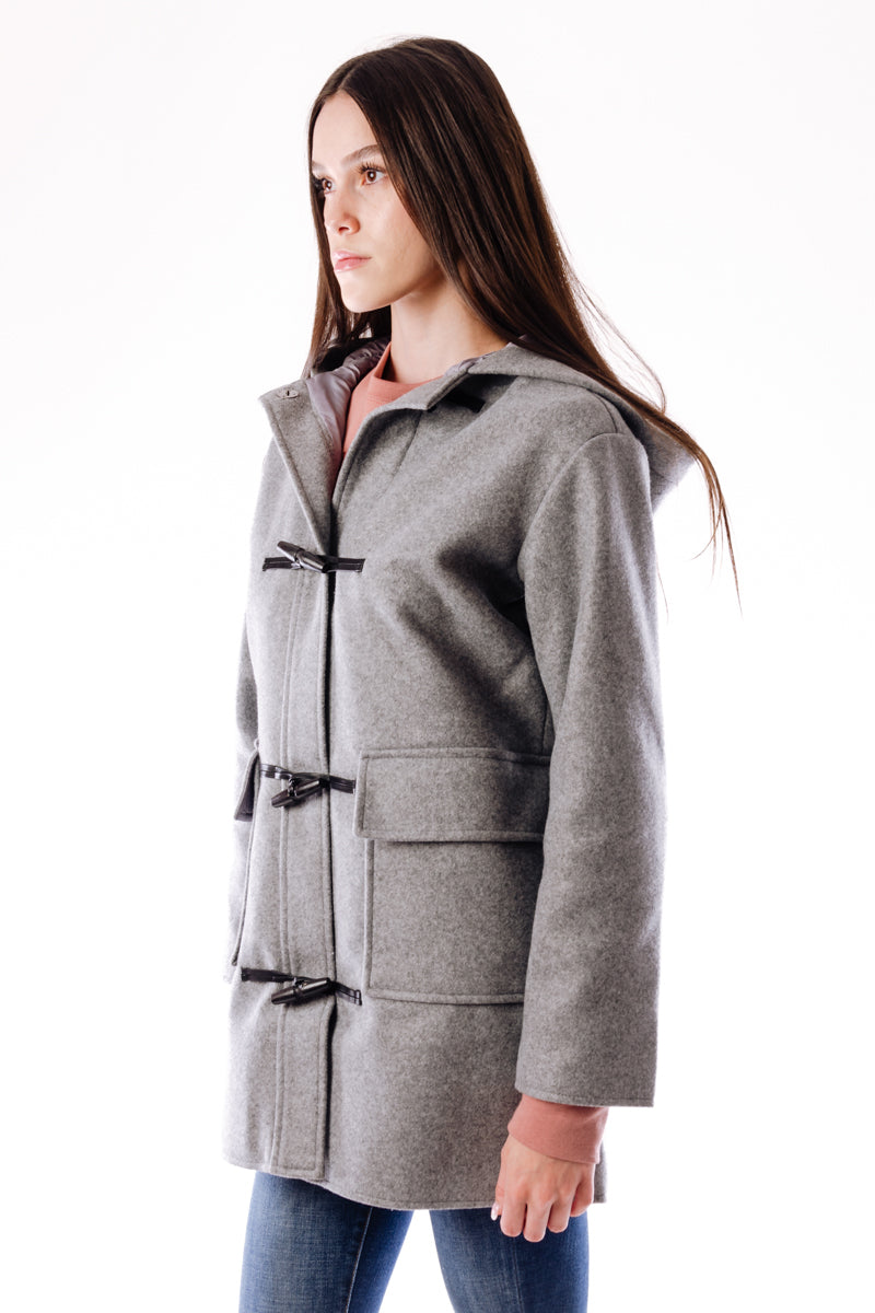 Lulu Melton Duffle Coat - GRY