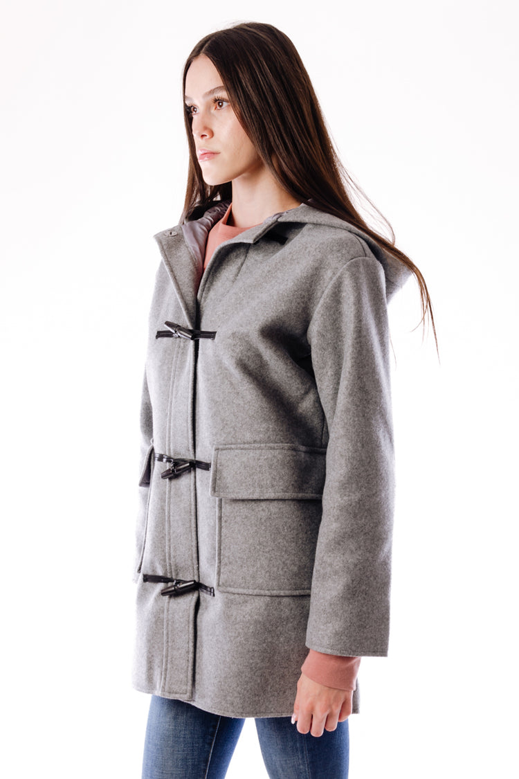 Lulu Melton Duffle Coat - GRY