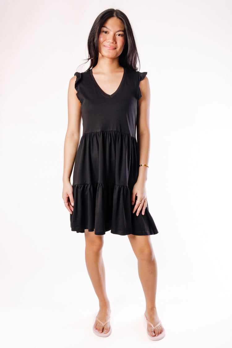 May Cap Sleeve Dress - BLK