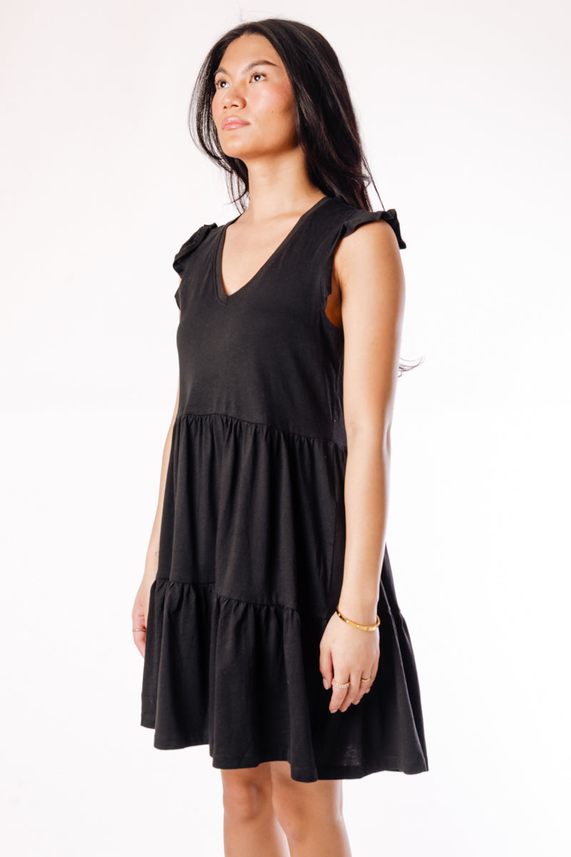 May Cap Sleeve Dress - BLK