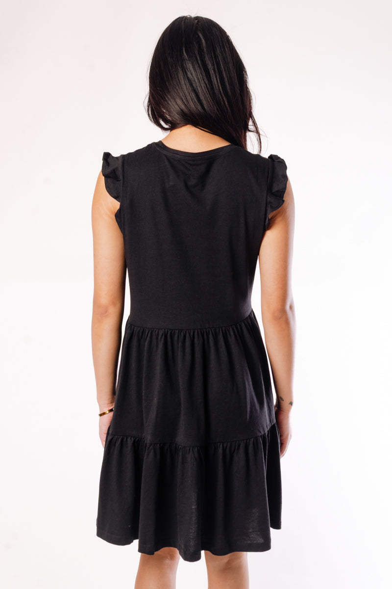 May Cap Sleeve Dress - BLK