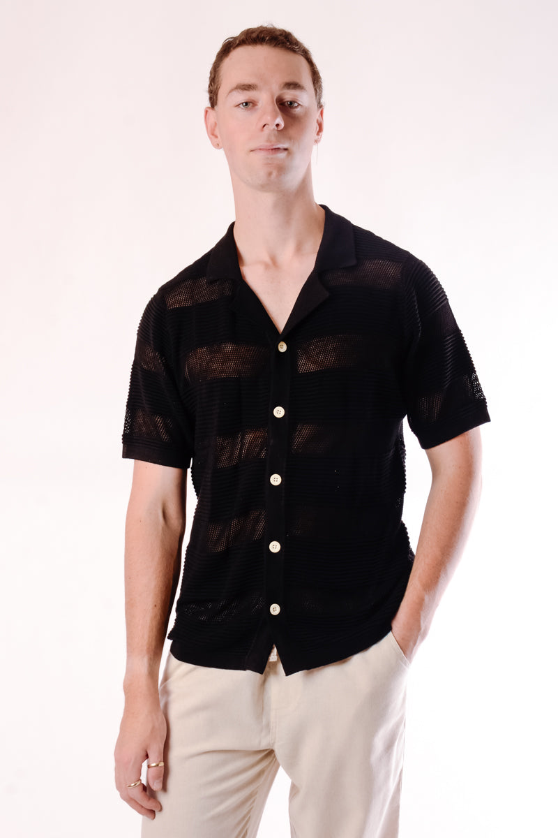 Moodie Short Sleeve Knit Shirt - BLK