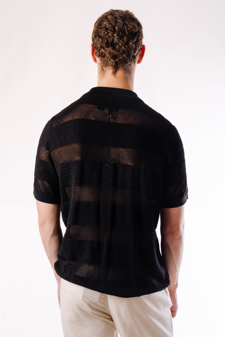 Moodie Short Sleeve Knit Shirt - BLK