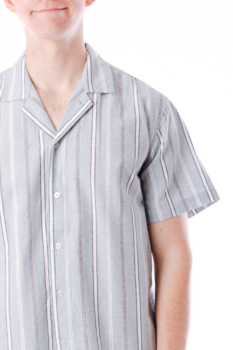Multi Blue Stripe Short Sleeve Shirt