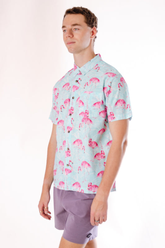 Pink&Feathered Short Sleeve Shirt - LBL