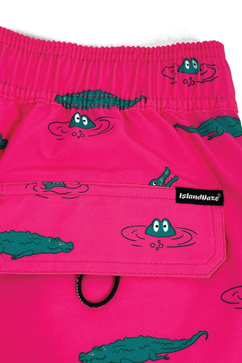 Pinky Alligator Swim Shorts - PNK