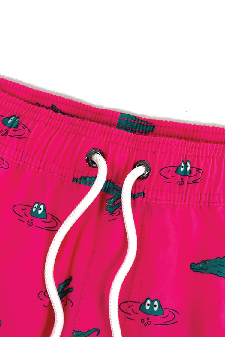 Pinky Alligator Swim Shorts - PNK