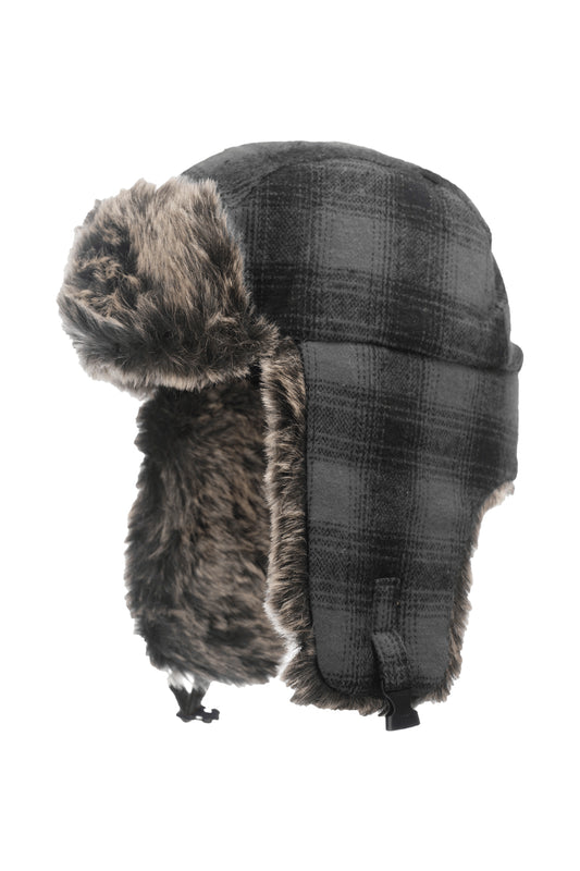 Plaid Aviator Hat - GRY