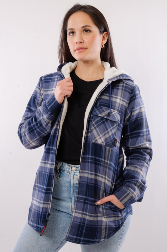 Plush Lined Flannel Jacket - NVY