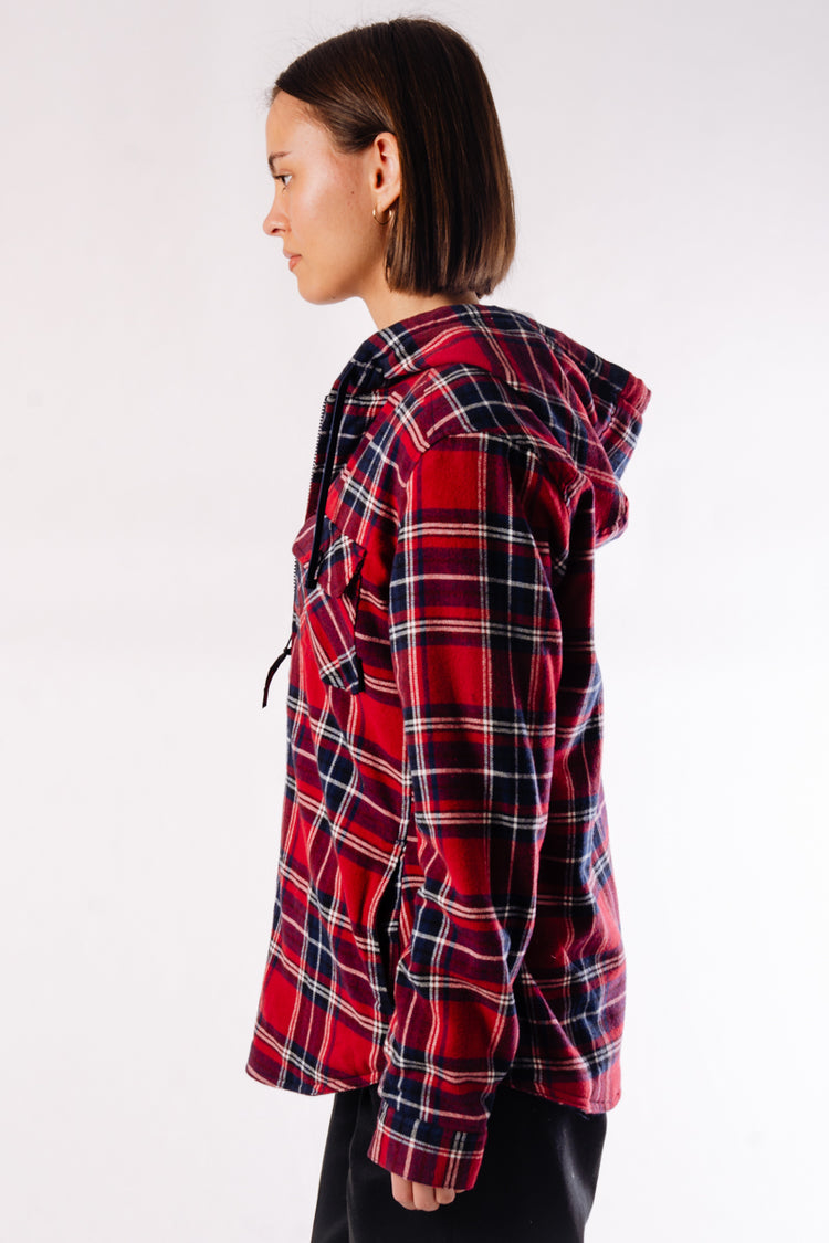 Plush Lined Flannel Jacket - RED