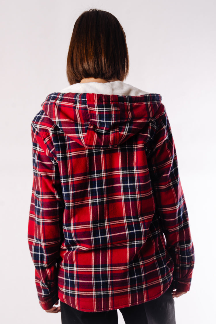 Plush Lined Flannel Jacket - RED