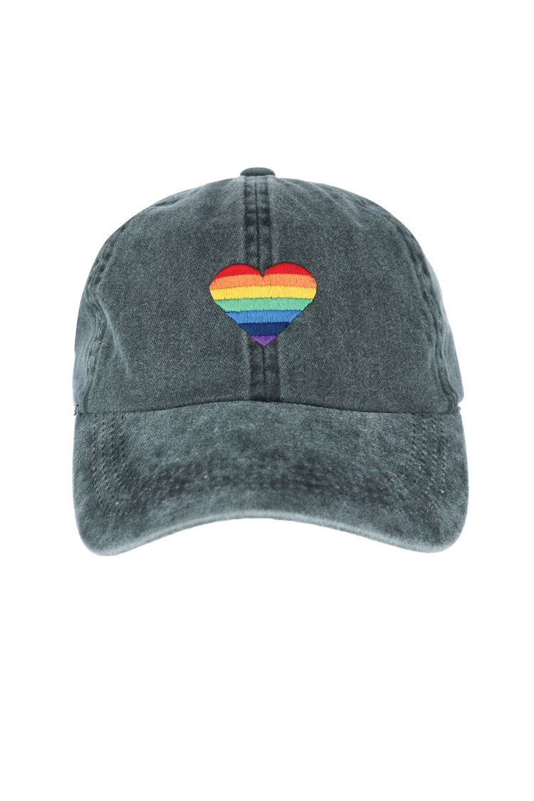 Pride Rainbow Heart Hat - BLK