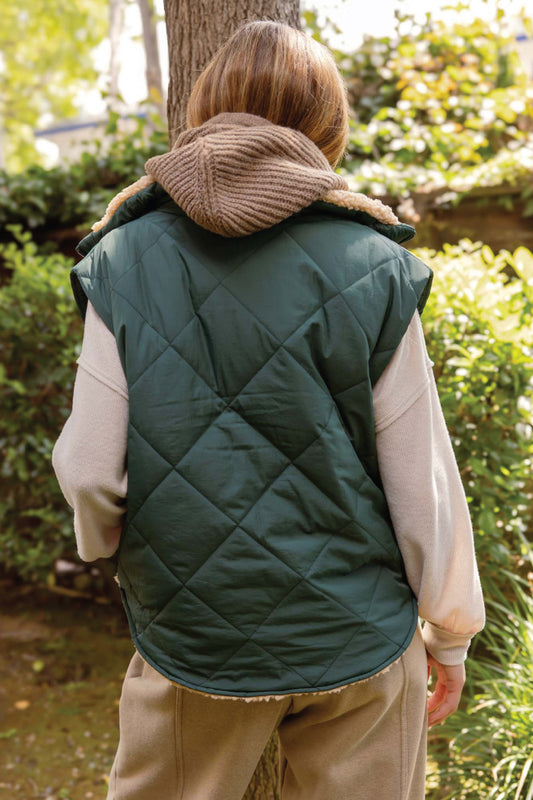 Quilted Lined Vest - GRN