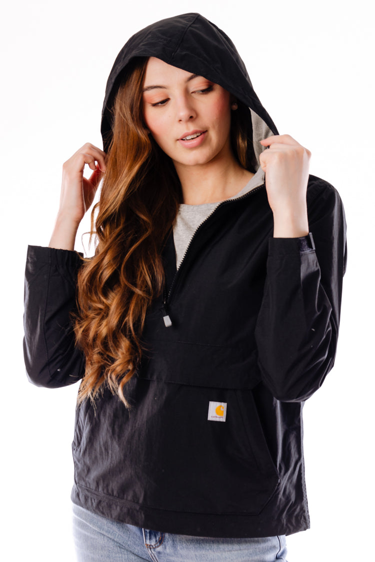 Rain Defender Loose Fit Lightweight Packable Anorak - BLK