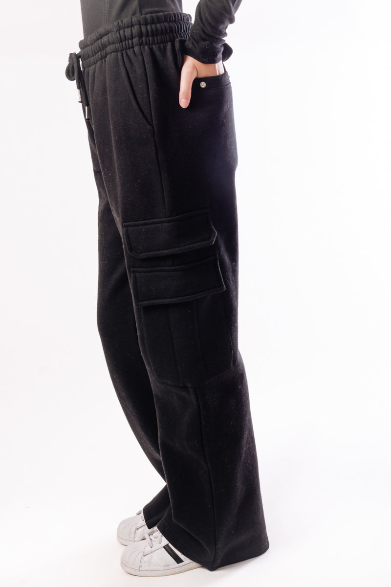 Relax Cargo Wide Leg Pants - BLK