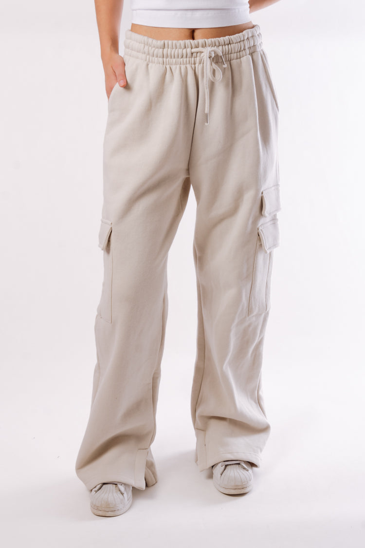 Relax Cargo Wide Leg  Pants - CRM